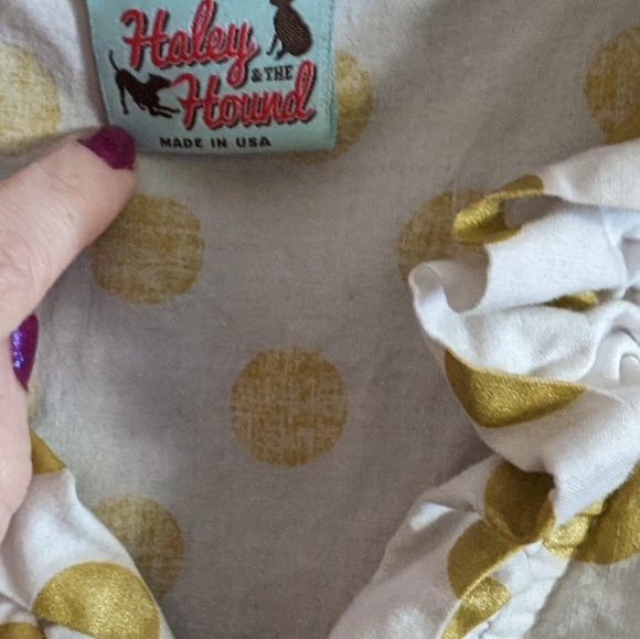 White and gold polka dot shirt by Haley and the Hound - Picture 3 of 3